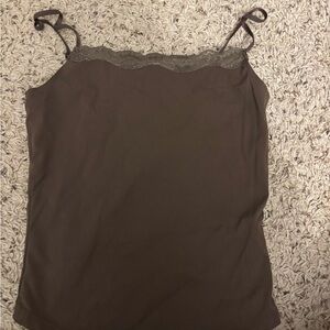Brown Lace Trim Cami